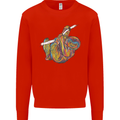 A Colourful Sloth on a Branch Mens Sweatshirt Jumper Bright Red