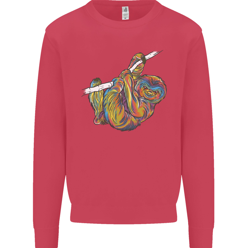 A Colourful Sloth on a Branch Mens Sweatshirt Jumper Heliconia