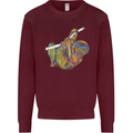 A Colourful Sloth on a Branch Mens Sweatshirt Jumper Maroon