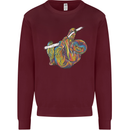 A Colourful Sloth on a Branch Mens Sweatshirt Jumper Maroon