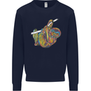 A Colourful Sloth on a Branch Mens Sweatshirt Jumper Navy Blue