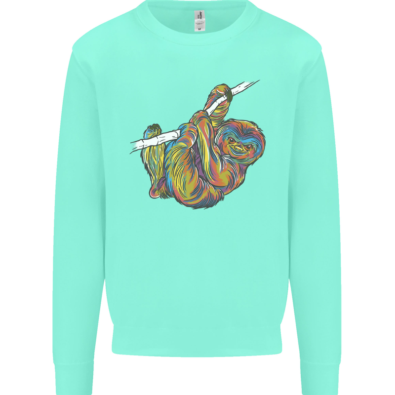 A Colourful Sloth on a Branch Mens Sweatshirt Jumper Peppermint