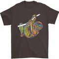 A Colourful Sloth on a Branch Mens T-Shirt Cotton Gildan Dark Chocolate