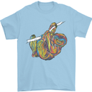 A Colourful Sloth on a Branch Mens T-Shirt Cotton Gildan Light Blue