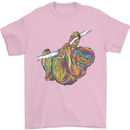 A Colourful Sloth on a Branch Mens T-Shirt Cotton Gildan Light Pink