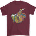A Colourful Sloth on a Branch Mens T-Shirt Cotton Gildan Maroon