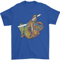 A Colourful Sloth on a Branch Mens T-Shirt Cotton Gildan Royal Blue