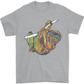 A Colourful Sloth on a Branch Mens T-Shirt Cotton Gildan Sports Grey
