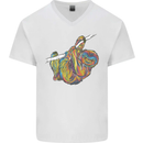 A Colourful Sloth on a Branch Mens V-Neck Cotton T-Shirt White