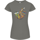 A Colourful Sloth on a Branch Womens Petite Cut T-Shirt Charcoal