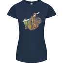 A Colourful Sloth on a Branch Womens Petite Cut T-Shirt Navy Blue