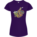 A Colourful Sloth on a Branch Womens Petite Cut T-Shirt Purple