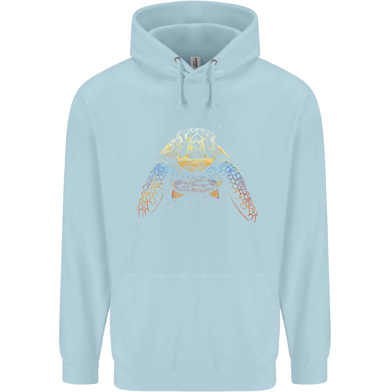A Colourful Turtle Animals Ecology Ocean Childrens Kids Hoodie Light Blue
