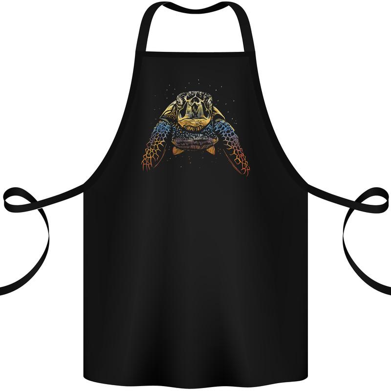 A Colourful Turtle Animals Ecology Ocean Cotton Apron 100% Organic Black