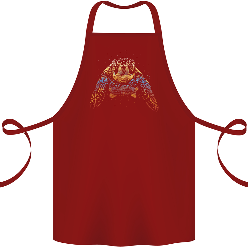 A Colourful Turtle Animals Ecology Ocean Cotton Apron 100% Organic Maroon
