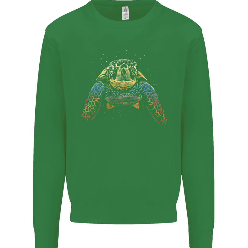 A Colourful Turtle Animals Ecology Ocean Kids Sweatshirt Jumper Irish Green