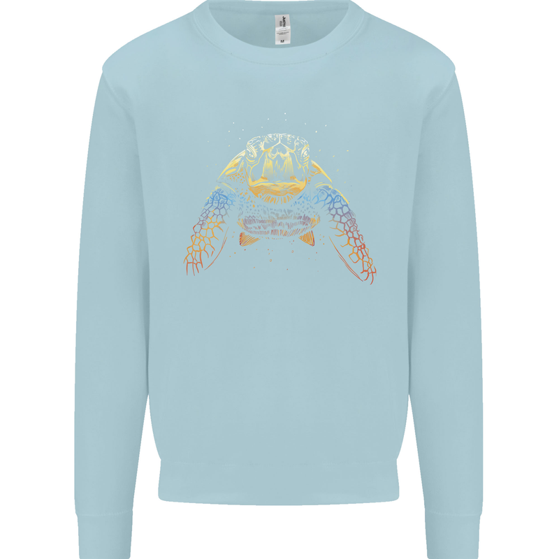 A Colourful Turtle Animals Ecology Ocean Kids Sweatshirt Jumper Light Blue