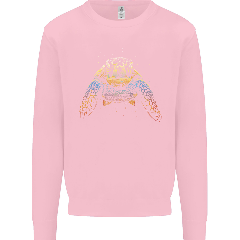 A Colourful Turtle Animals Ecology Ocean Kids Sweatshirt Jumper Light Pink