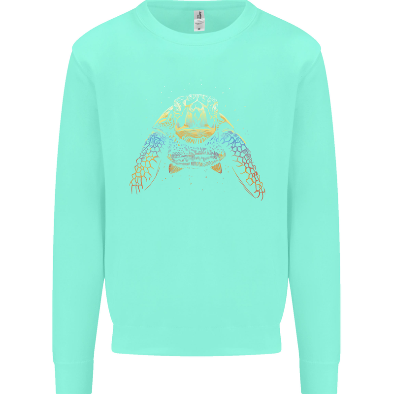 A Colourful Turtle Animals Ecology Ocean Kids Sweatshirt Jumper Peppermint