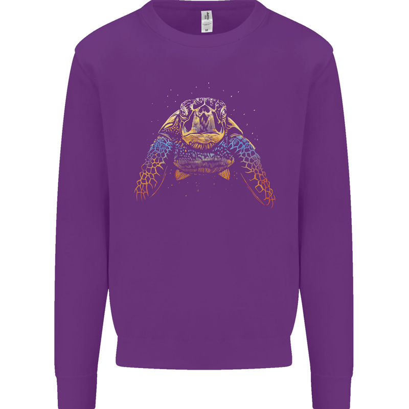 A Colourful Turtle Animals Ecology Ocean Kids Sweatshirt Jumper Purple