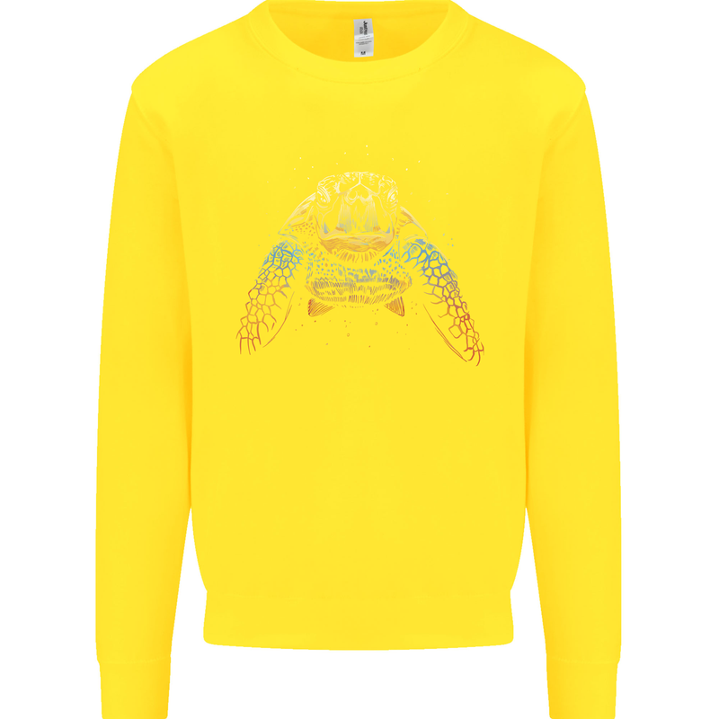 A Colourful Turtle Animals Ecology Ocean Kids Sweatshirt Jumper Yellow
