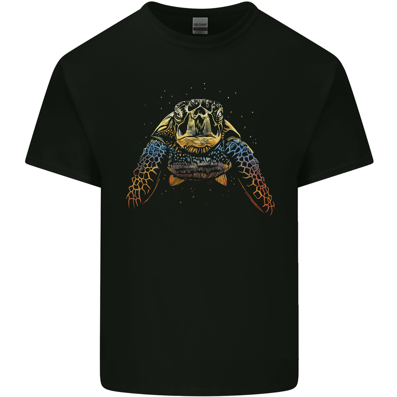 A Colourful Turtle Animals Ecology Ocean Kids T-Shirt Childrens Black