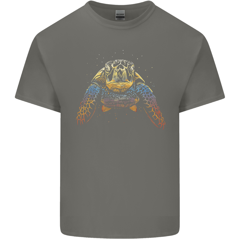 A Colourful Turtle Animals Ecology Ocean Kids T-Shirt Childrens Charcoal