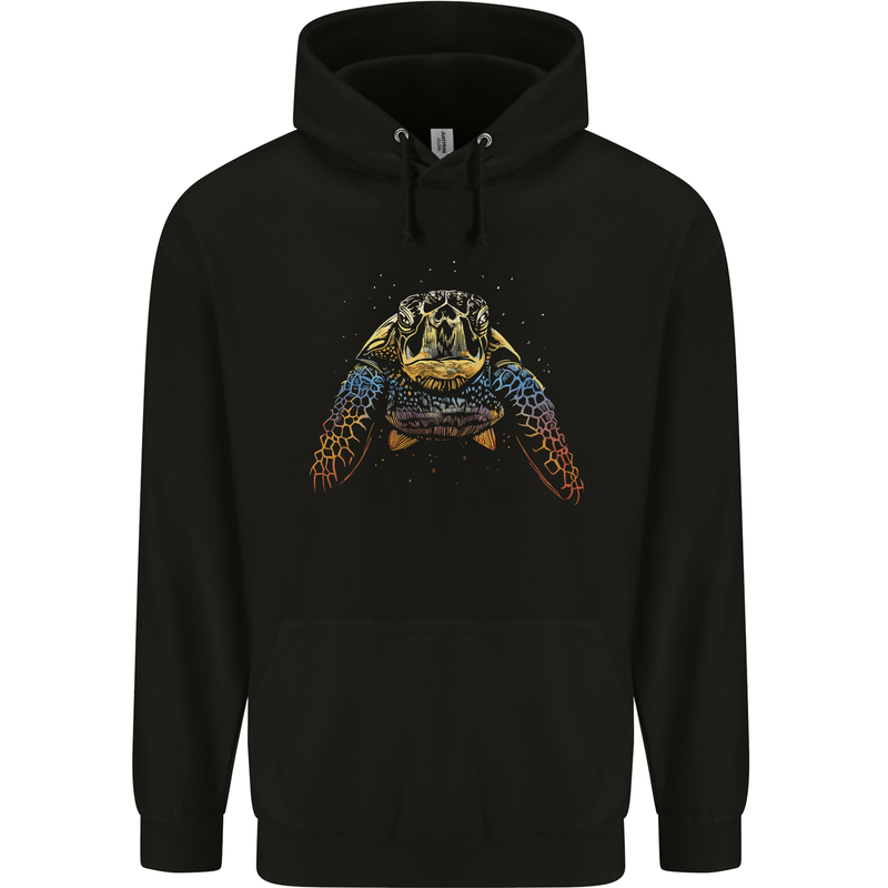 A Colourful Turtle Animals Ecology Ocean Mens 80% Cotton Hoodie Black