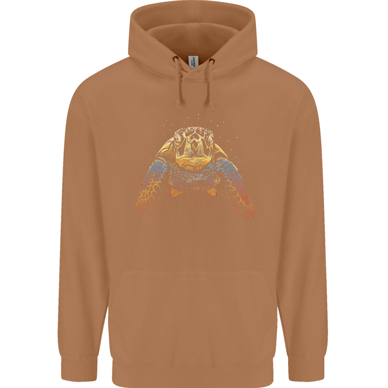 A Colourful Turtle Animals Ecology Ocean Mens 80% Cotton Hoodie Caramel Latte