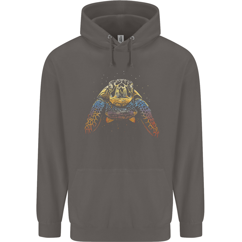 A Colourful Turtle Animals Ecology Ocean Mens 80% Cotton Hoodie Charcoal