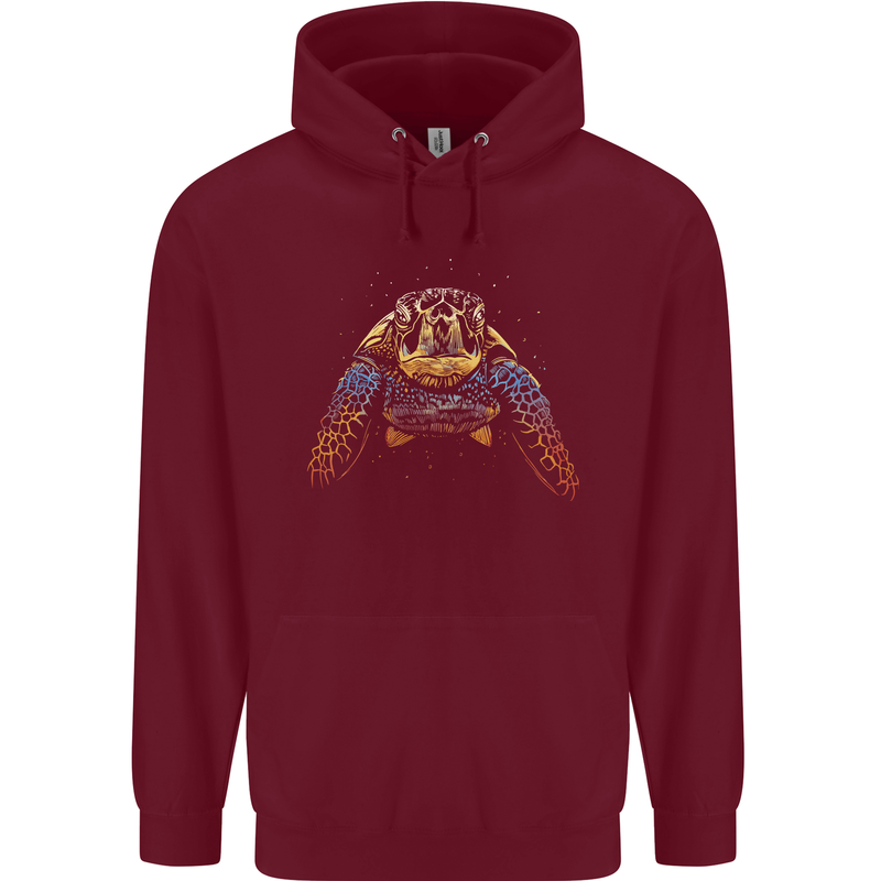 A Colourful Turtle Animals Ecology Ocean Mens 80% Cotton Hoodie Maroon