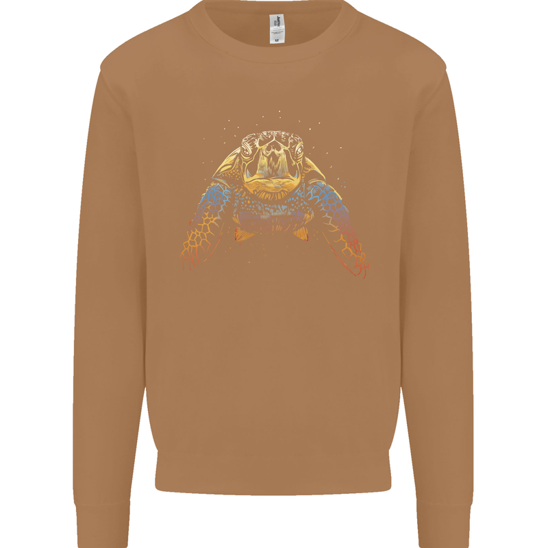 A Colourful Turtle Animals Ecology Ocean Mens Sweatshirt Jumper Caramel Latte
