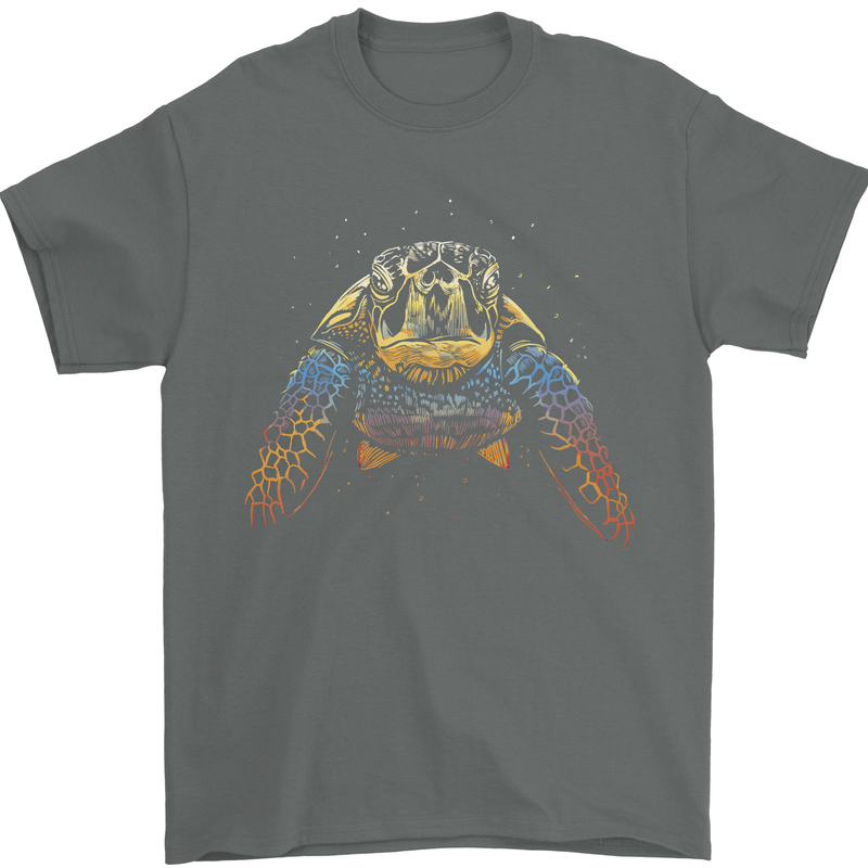 A Colourful Turtle Animals Ecology Ocean Mens T-Shirt Cotton Gildan Charcoal