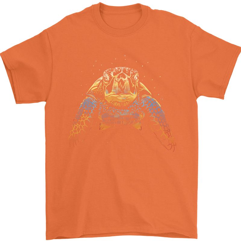 A Colourful Turtle Animals Ecology Ocean Mens T-Shirt Cotton Gildan Orange