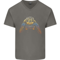 A Colourful Turtle Animals Ecology Ocean Mens V-Neck Cotton T-Shirt Charcoal