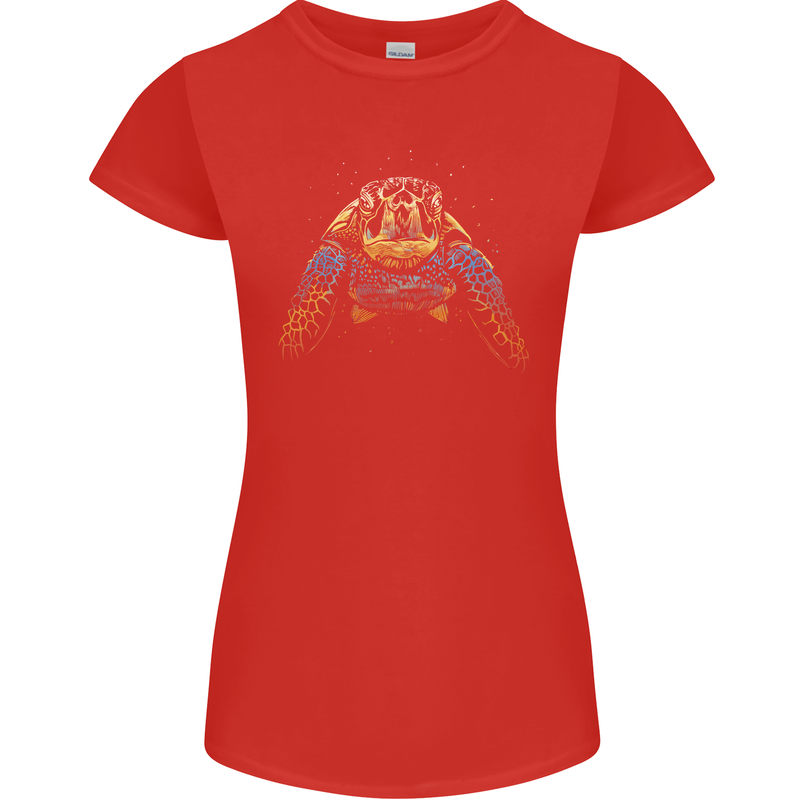 A Colourful Turtle Animals Ecology Ocean Womens Petite Cut T-Shirt Red