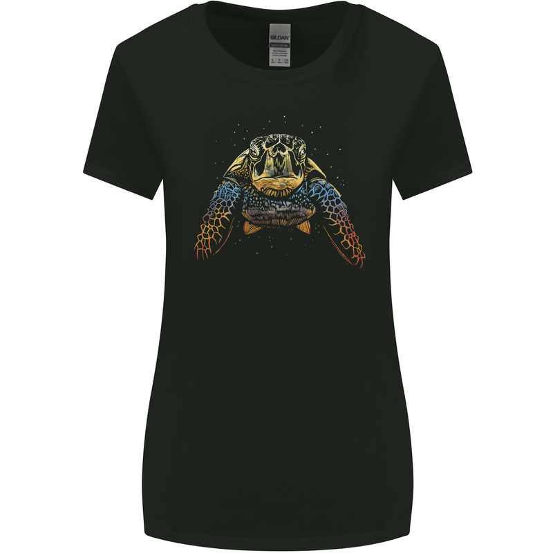 A Colourful Turtle Animals Ecology Ocean Womens Wider Cut T-Shirt Black