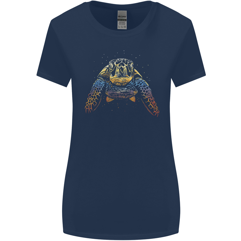 A Colourful Turtle Animals Ecology Ocean Womens Wider Cut T-Shirt Navy Blue