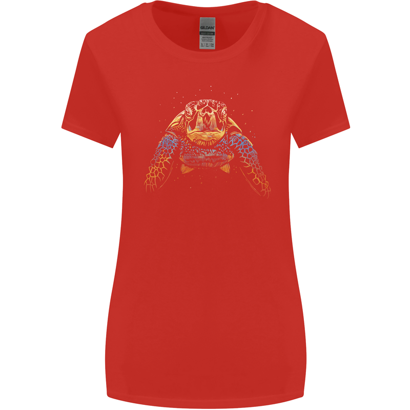 A Colourful Turtle Animals Ecology Ocean Womens Wider Cut T-Shirt Red