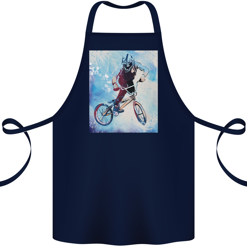 A Cool BMX Design Cotton Apron 100% Organic Navy Blue