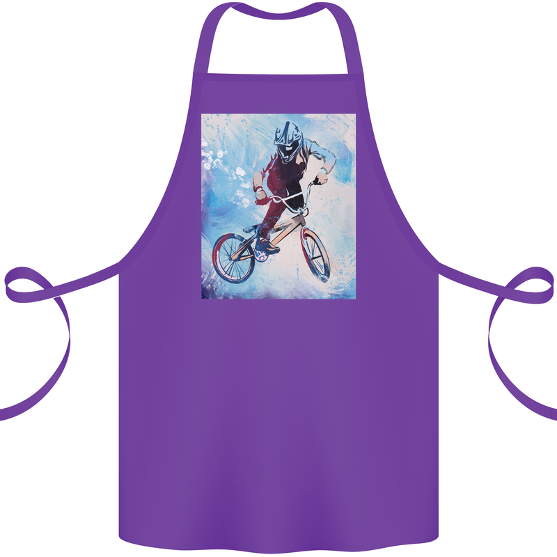 A Cool BMX Design Cotton Apron 100% Organic Purple