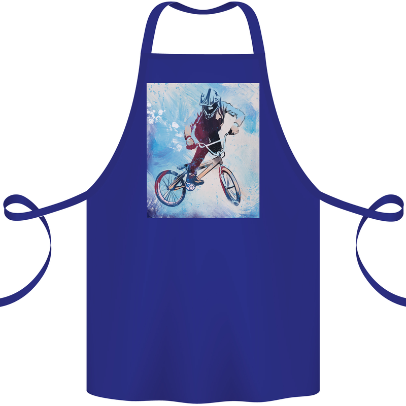 A Cool BMX Design Cotton Apron 100% Organic Royal Blue