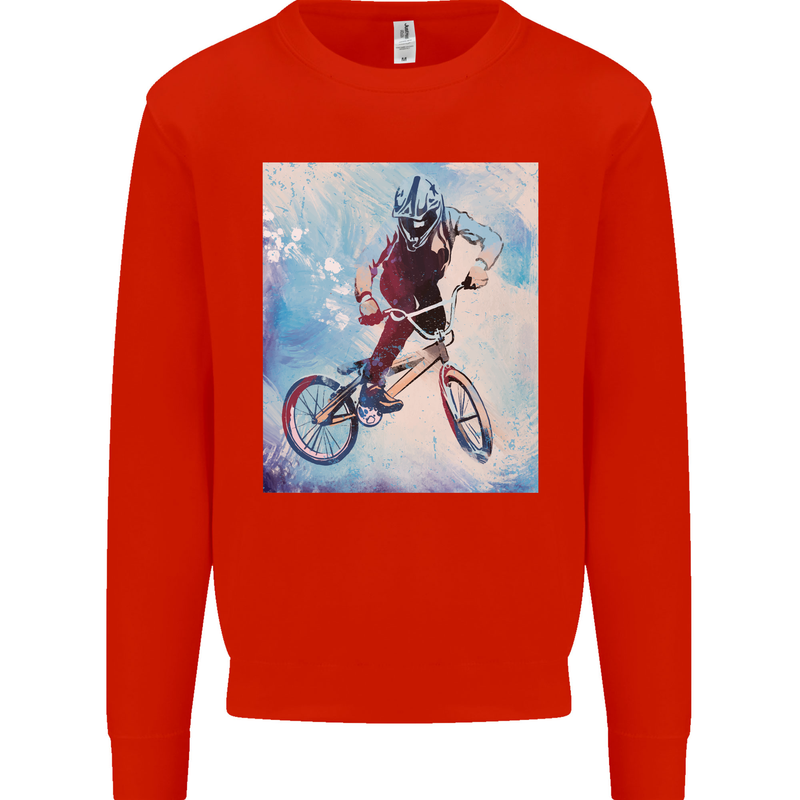 A Cool BMX Design Kids Sweatshirt Jumper Bright Red