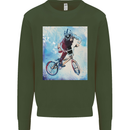 A Cool BMX Design Kids Sweatshirt Jumper Forest Green