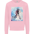 A Cool BMX Design Kids Sweatshirt Jumper Light Pink