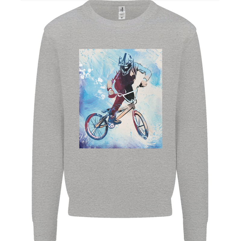 A Cool BMX Design Kids Sweatshirt Jumper Sports Grey