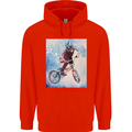 A Cool BMX Design Mens 80% Cotton Hoodie Bright Red