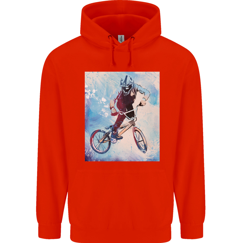 A Cool BMX Design Mens 80% Cotton Hoodie Bright Red