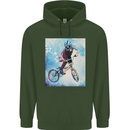 A Cool BMX Design Mens 80% Cotton Hoodie Forest Green