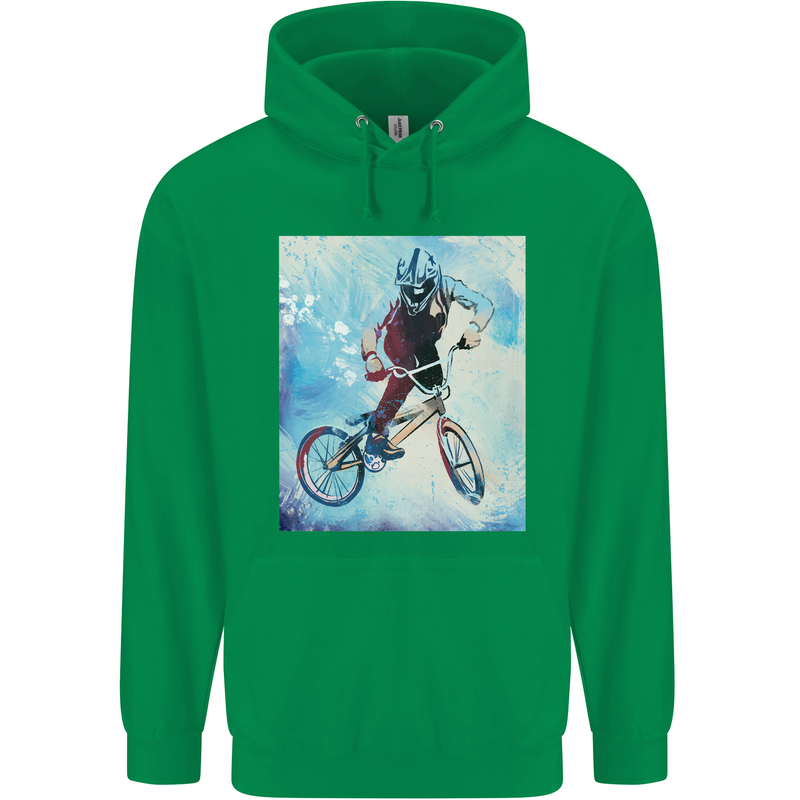 A Cool BMX Design Mens 80% Cotton Hoodie Irish Green